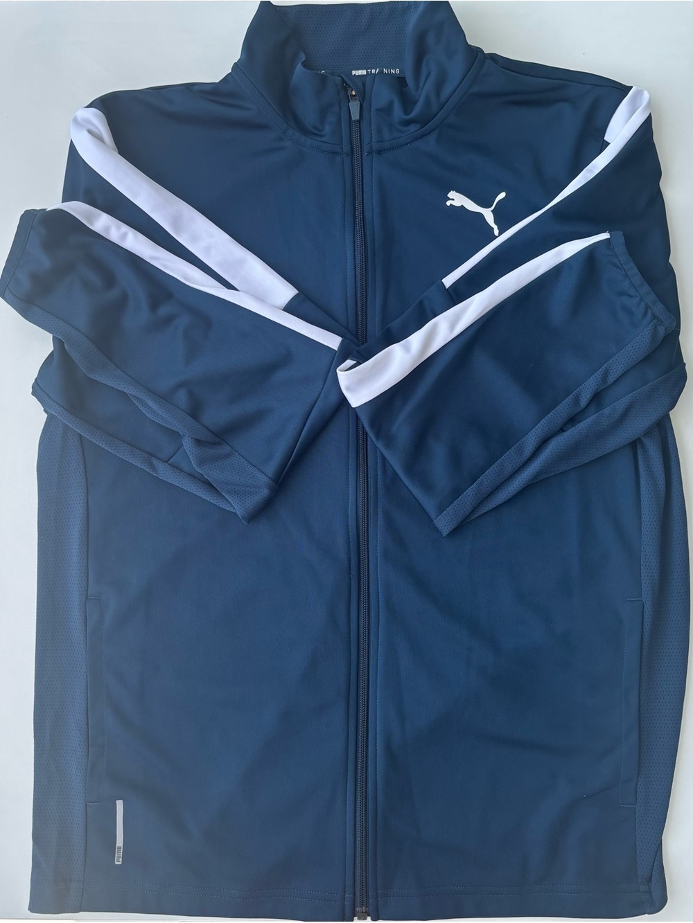 Puma Training Navy Blue White Tricot Full Zip Track Jacket Men’s Size M